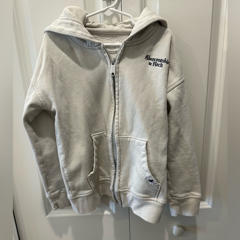 Abercrombie & Fitch Kids Cream/ light grey zip up hoodie size 7/8